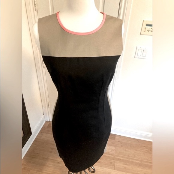 T TAHARI COLOR BLOCK SLEEVELESS SHEATH DRESS - Picture 4 of 6